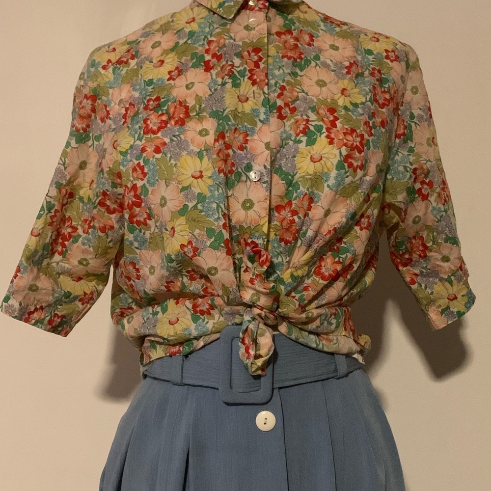 Floral Button-Up Blouse - Multicolor